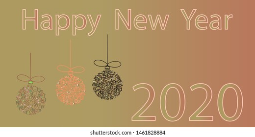 Horizontal abstract geometric design for happy new year 2020.Illustration of a Christmas card.Bright festive new year design.The best option for your business.New year 2020.Vector graphics.