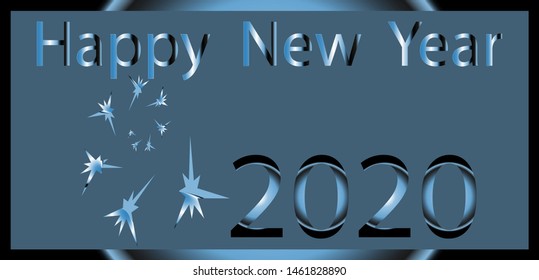 Horizontal abstract geometric design for happy new year 2020.Illustration of a Christmas card.Bright festive new year design.The best option for your business.New year 2020.Vector graphics.