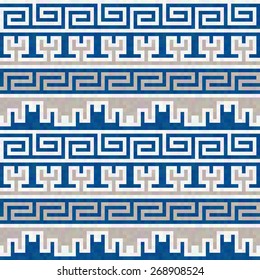 Horizontal abstract geometric seamless ancient Greek texture 