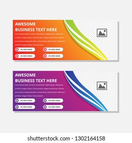 Horizontal abstract gradient color banner. Modern abstract backgrounds. space for photo, banner, flyer and presentation. Gradient holographic set. orange and purple basic color. - Vector