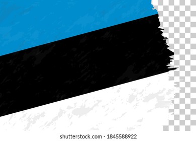 Horizontal Abstract Grunge Brushed Flag of Estonia on Transparent Grid. Vector Template.