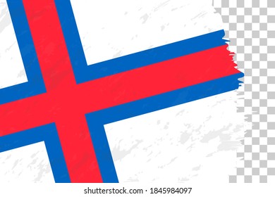 Bandera de las Islas Feroe en la Cuadrícula Transparente con el Resumen horizontal. Plantilla de vectores.