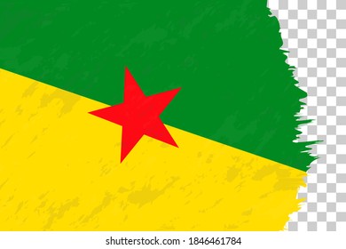 Horizontal Abstract Grunge Brushed Flag of French Guiana on Transparent Grid. Vector Template.