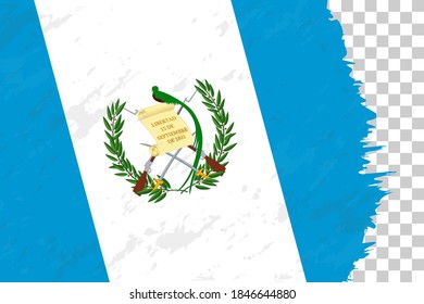 Bandera de Guatemala cepillada de forma abstracta horizontal en Cuadrícula transparente. Plantilla de vectores.