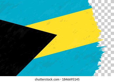 Horizontal abstrakter Grunge gebürstete Flagge der Bahamas auf transparentem Grid. Vektorvorlage.