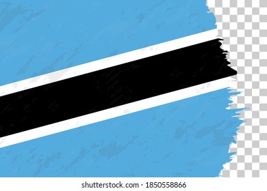 Bandera de Bostwana con cepillo abstracto horizontal en rejilla transparente. Plantilla de vectores.