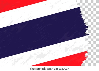 Bandera de Tailandia cepillada de forma abstracta horizontal en Cuadrícula transparente. Plantilla de vectores.