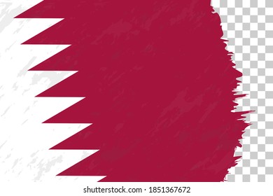 Horizontal abstrakter Grunge gebürstete Flagge von Katar auf transparentem Grid. Vektorvorlage.