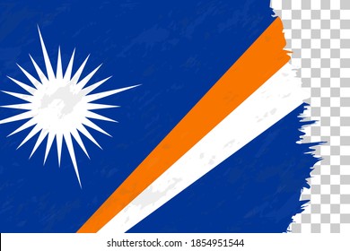 Horizontal Abstract Grunge Brushed Flag of Marshall Islands on Transparent Grid. Vector Template.