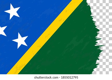 Bandera de las Islas Salomón cepillado horizontal abstracta sobre la rejilla transparente. Plantilla de vectores.