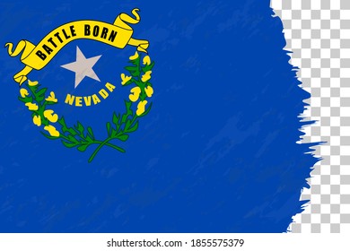 Horizontal Abstract Grunge Brushed Flag of Nevada on Transparent Grid. Vector Template.