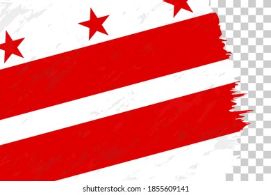 Horizontal Abstract Grunge Brushed Flag of District of Columbia on Transparent Grid. Vector Template.