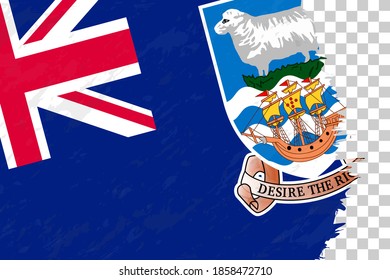 Bandera de las Islas Malvinas (Falkland Islands) en la Cuadrícula Transparente. Plantilla de vectores.