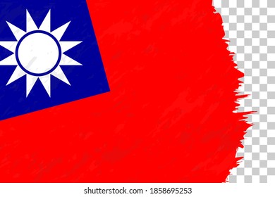 Bandera de Taiwán cepillado abstracto horizontal en cuadrícula transparente. Plantilla de vectores.