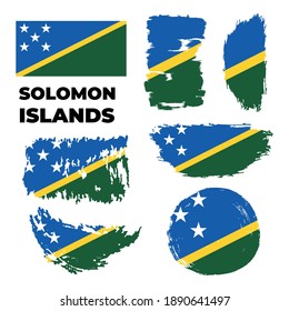 Bandera de las Islas Salomón cepillado horizontal abstracta sobre la rejilla transparente. Plantilla de vectores. Ilustración del vector