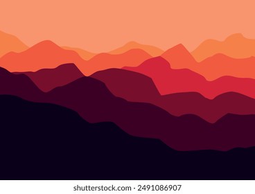 Horizontal abstract landscape. Background with mountains in color palette. Vector illustration design.