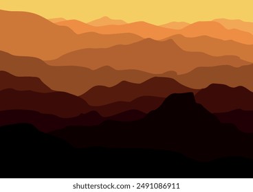 Horizontal abstract landscape. Background with mountains in color palette. Vector illustration design.