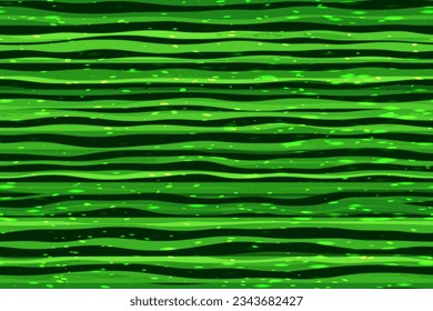 Horizontal abstract seamless pattern of green watermelon skin and glowing texture. Sample of water melon rind. Vector illustration of endless summer background of ripe juicy berries