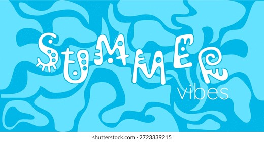 Banner de verão abstrato horizontal. Cartaz de rabiscar texturizado para a temporada de verão. Vetor.