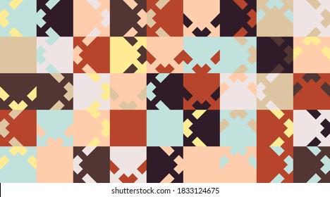 Horizontal abstract vector pattern with simple geometric shapes and forms. Long composition of graphic elements, useful for web design, business presentation, website header, invitation background.