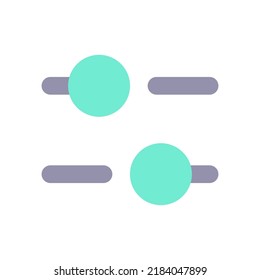 Horizontal adjust flat color ui icon. Equalizer setting. Sound options. Volume control. Music player. Simple filled element for mobile app. Colorful solid pictogram. Vector isolated RGB illustration