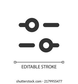 Horizontal adjust pixel perfect linear ui icon. Equalizer. Sound option. Volume control. GUI, UX design. Outline isolated user interface element for app and web. Editable stroke. Arial font used