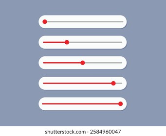 Horizontal adjustable sliders with a red progress bar indicator against a light gray background.