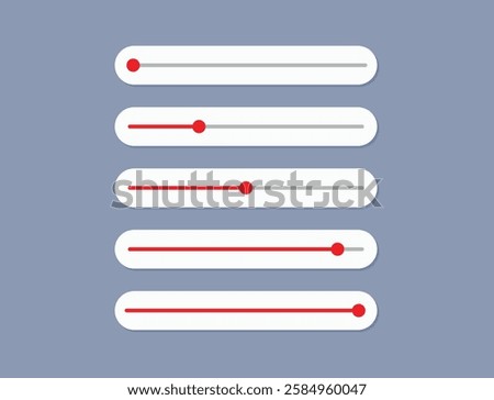 Horizontal adjustable sliders with a red progress bar indicator against a light gray background.