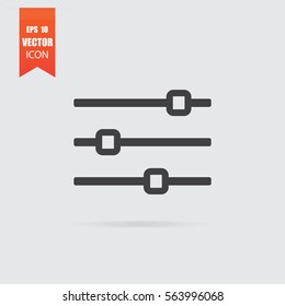 Horizontal adjustment icon in flat style isolated on grey background. For your design, logo. Vector illustration.