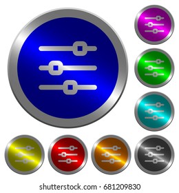 Horizontal adjustment icons on round luminous coin-like color steel buttons