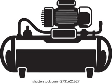 Compressor de ar horizontal com motor e ícone de tanque