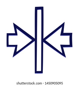 Horizontal Align Center. Hand Drawn Icon with Blue Ballpoint Pen Style.