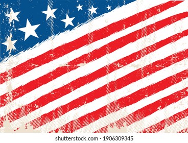 Horizontal american flag with and a texture for your advertising