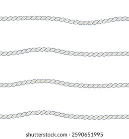 Horizontal anchor ropes and lines vector seamless pattern for for textile design, scrapbook paper, kids wallpaper. Nautical theme
