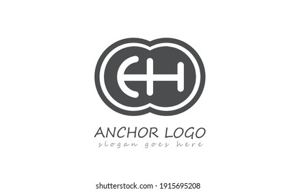 logotipo de forma de anclaje horizontal. diseño monograma blanco aislado. vector
