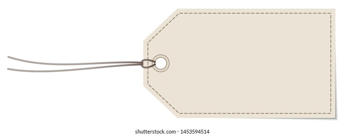 Horizontal Angled Hangtag Seam Beige With String And Shadow