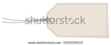 Horizontal Angled Hangtag Seam Beige With String And Shadow