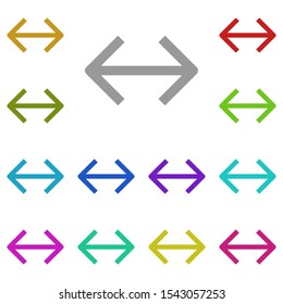 Horizontal arrow in different directions multi color icon. Simple glyph, flat vector of arrow icons for ui and ux, website or mobile application