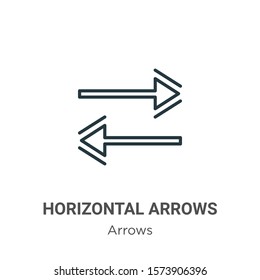 Horizontal arrows outline vector icon. Thin line black horizontal arrows icon, flat vector simple element illustration from editable arrows concept isolated on white background