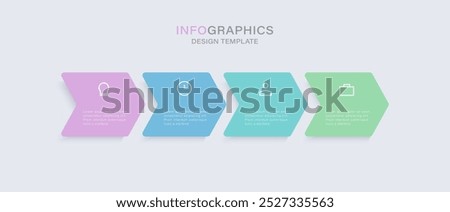 Horizontal arrows process infographic. Neumorphic design template with 4 options