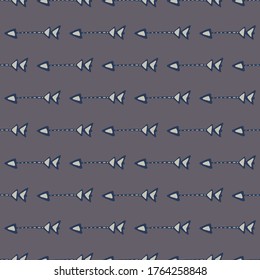 Horizontal arrows seamless pattern. Tribal endless wallpaper in doodle style. Decorative backdrop for fabric design, textile print, wrapping paper. Vector illustration