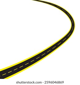 Horizontal asphalt road template. Road icon Winding road vector illustration. Seamless highway marking isolated on white background.