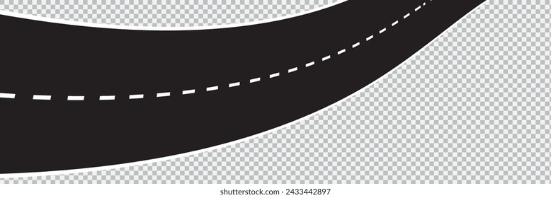 Horizontal asphalt road template. Winding road vector illustration. Seamless highway marking  isolated on white background. EPS 10