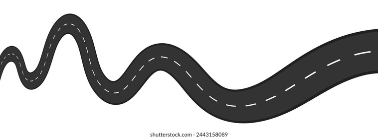 Horizontal asphalt road template. Winding road vector illustration. Seamless highway marking Isolated on background. Vector illustration. EPS 10

