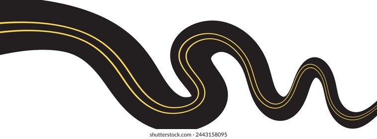 Horizontal asphalt road template. Winding road vector illustration. Seamless highway marking Isolated on background. Vector illustration. EPS 10
