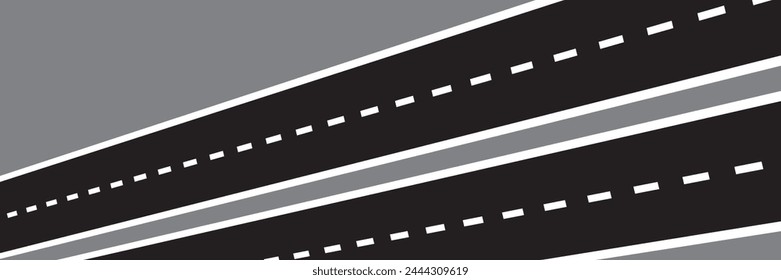 Horizontal asphalt road template. Winding road vector illustration. Seamless highway marking Isolated on background. Empty winding asphalt road with marking. Horizontal aerial view.