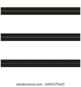 Horizontal asphalt road template. Winding road vector illustration. Seamless highway marking Isolated on background.