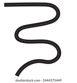 Horizontal asphalt road template. Winding road vector illustration. Seamless highway marking Isolated on background.