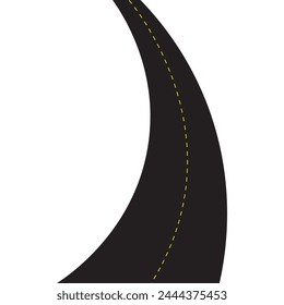 Plantilla Horizontal de asfalto. Ilustración vectorial sinuosa de la carretera. Marca de carretera sin costuras Aislado en el fondo.