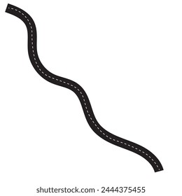 Horizontal asphalt road template. Winding road vector illustration. Seamless highway marking Isolated on background.
